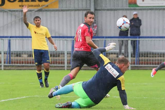 Matt Tubbs scored the Hawks' goal in their defeat to Billericay in the FA Trophy. Picture: Habibur Rahman