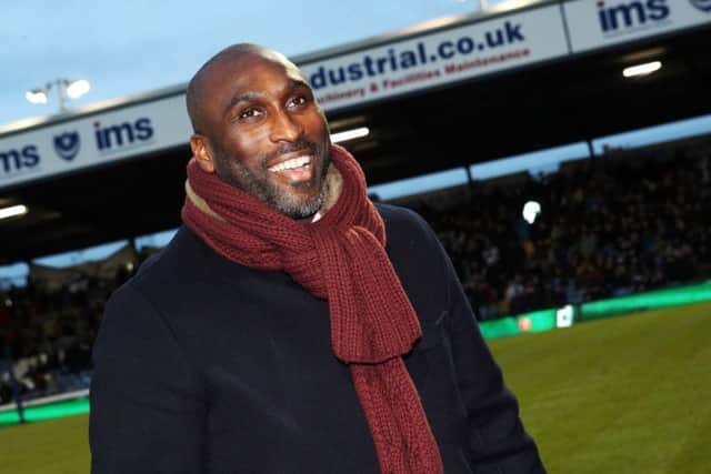 Sol Campbell was back at Fratton Park on Saturday. Picture: Joe Pepler