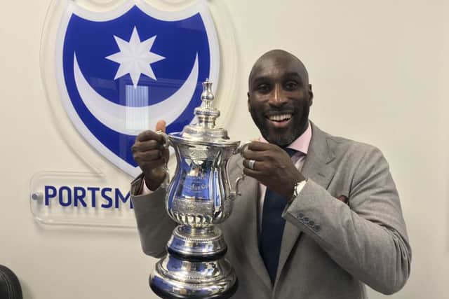 Pompey's FA Cup-winning skipper Sol Campbell was back at Fratton Park for the clash against Bury. Picture: Neil Allen