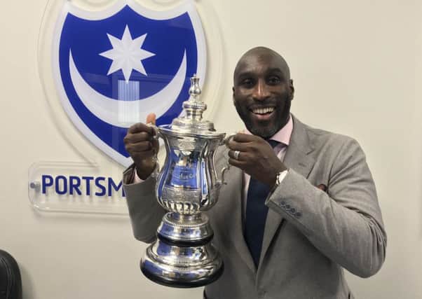 Pompey's FA Cup-winning skipper Sol Campbell was back at Fratton Park for the clash against Bury. Picture: Neil Allen