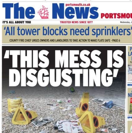 There were calls for urgent action over mess left by sun worshippers on Southsea's beaches
