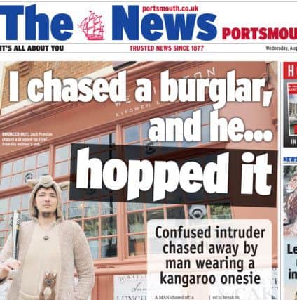 Brave Jack Preston chased away a burglar with a baseball bat - while wearing a a kangaroo onesie
