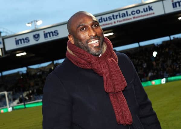 Sol Campbell attended Pompey's clash against Bury on Saturday. Picture: Joe Pepler