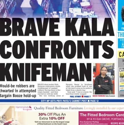 A brave shopworker single-handedly thwarted a robbery by two knife-wielding men