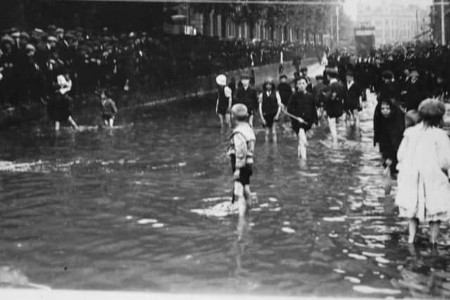 The original caption on this postcard was well suited so I have left it. The ducks enjoying themselves under the railway bridge in Commercial Road, August 1911.  Picture: Robert James Collection