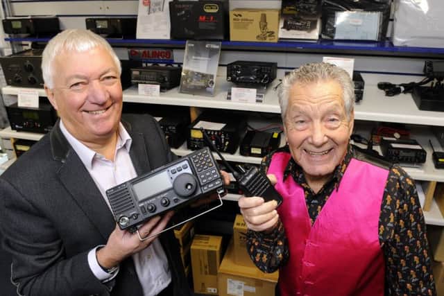 John Gordon, 76, right, is retiring this week and leaves Nevada Radio at Fitzherbert Spur, Farlington after 39 year sand is pictured with Nevada MD Mike Devereux. Picture: Malcolm Wells (171219-1292)