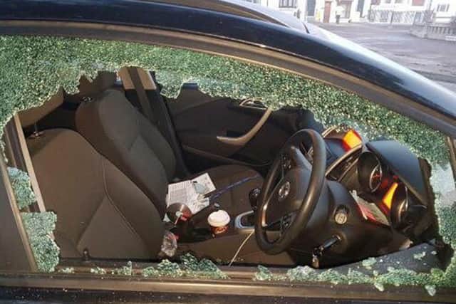 One of the vandalised cars in Avenue de Caen, Southsea Picture: Bronte Shothard.