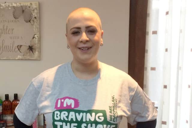 Katie Parsons after the head shave