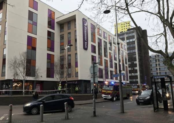 Fire crews at Premier Inn in Portsmouth city centre. Picture: Oliver Ing/Twitter