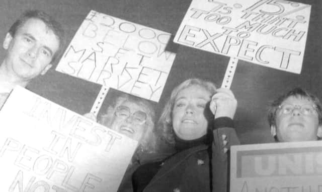Paul Grantham, Jenny Sharp, Lynda Ryan and Colin Levine of the Southern Focus Trust demonstrate outside The New Theatre Royal
