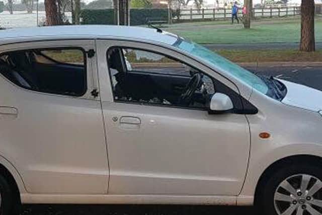 This car had its window smashed