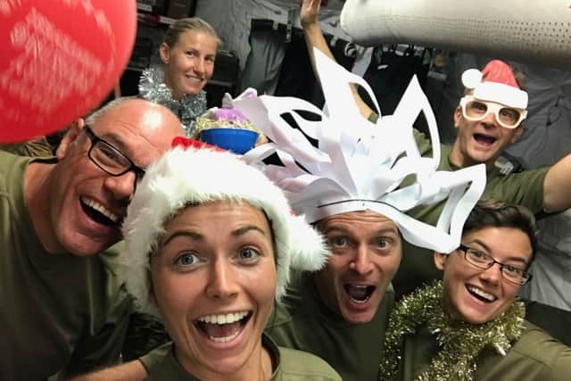Medics at the UK role 2 hospital in Bentiu, South Sudan, get into the Christmas spirit. Picture by Capt Bex Heaton