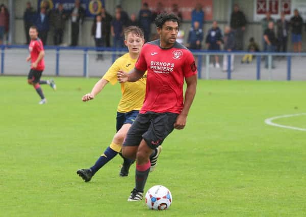 Theo Lewis opened the scoring for the Hawks in their win at Eastbourne Borough. Picture: Habibur Rahman