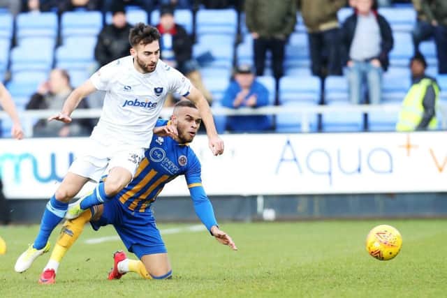 Pompey were defeated 2-0 in their League One match at Shrewsbury Town. Picture: Joe Pepler/Digital South.