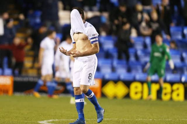 Brett Pitman can't hide his frustration at Shrewsbury. Picture: Joe Pepler