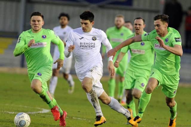 Andreas Robinson went close near the end of the match with a free-kick
