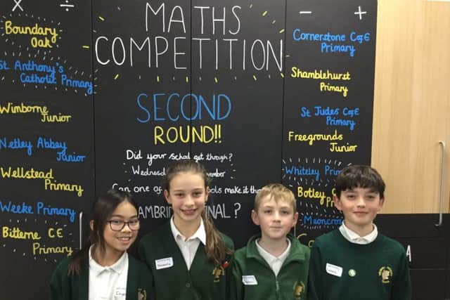 Enya Chui, Isabelle Kemp, Daniel Mizen and Lucas Flanigan from Whiteley Primary School
