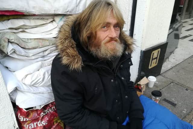 Roy Ransom, who is homeless and was targeted by two women who urinated on him and set fire to his bedding
Picture: Kieran Davey