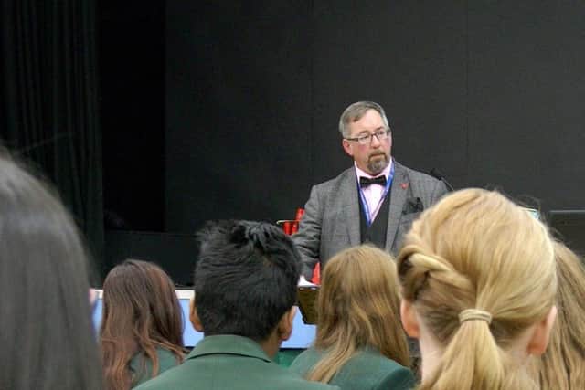 Mike Haines, whose brother was killed by Daesh, spoke to local school pupils about tolerance and understanding between communities