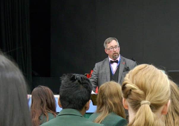 Mike Haines, whose brother was killed by Daesh, spoke to local school pupils about tolerance and understanding between communities