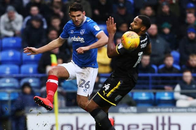 Gareth Evans wins the ball against AFC Wimbledon. Picture: Joe Pepler