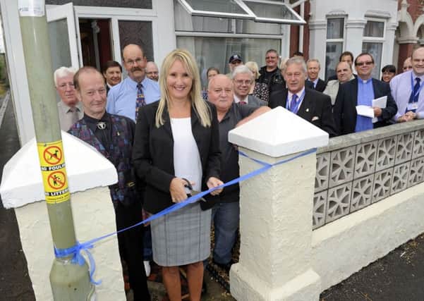 Gosport MP Caroline Dinenage opens the new Alabare home for veterans in Parham Road with help from residents in 2013