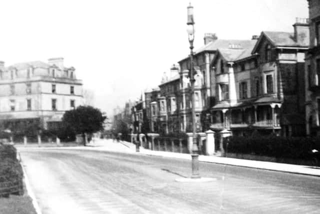 Another marvellous turn-of-the-last-century view, this time showing Clarence Parade, Southsea, at its junction with Lennox Road South.  Many of the houses remain in this well-to-do part of Southsea. The large building on the left is now the Jolly Sailor pub and restaurant.  Picture: Robert James Collection