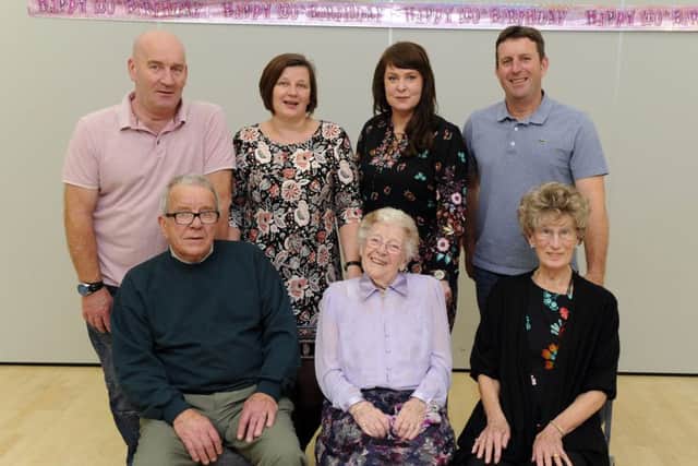 Betty with members of her family at Portchester Community Centre (171217-1955)