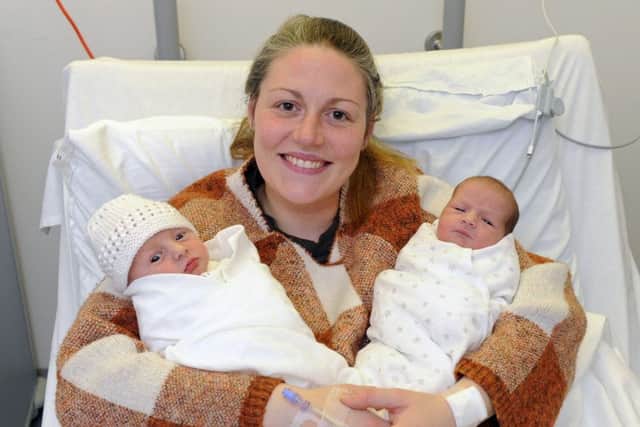 Mum Freyja Lucas with her newborn twins. Picture by Malcolm Wells