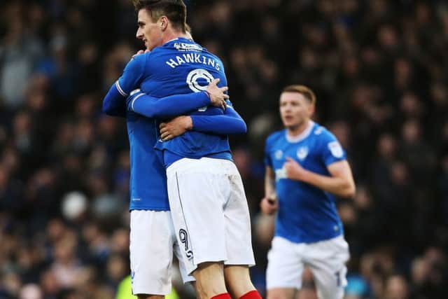 Oli Hawkins was in inspired form for Pompey. Picture: Joe Pepler