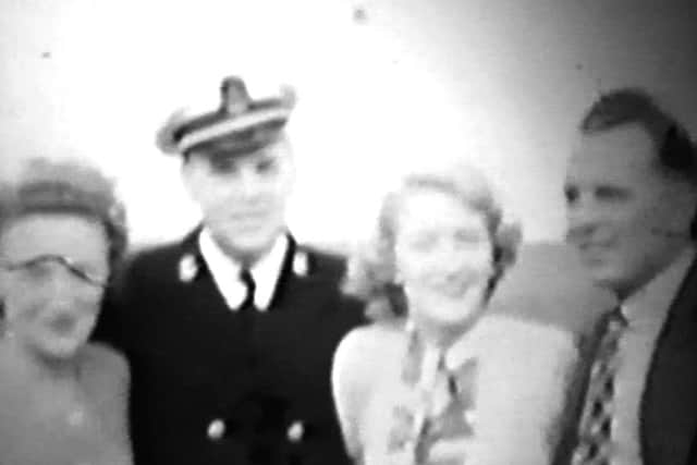 Ted, his wife, his wife's sister and Byron from the American veterans home movie footage