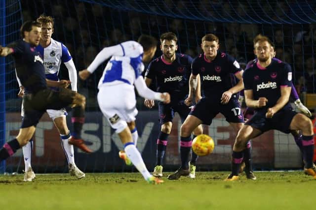 Liam Sercombe fires Bristol Rovers to victory against Pompey with this late strike at the Memorial Stadium