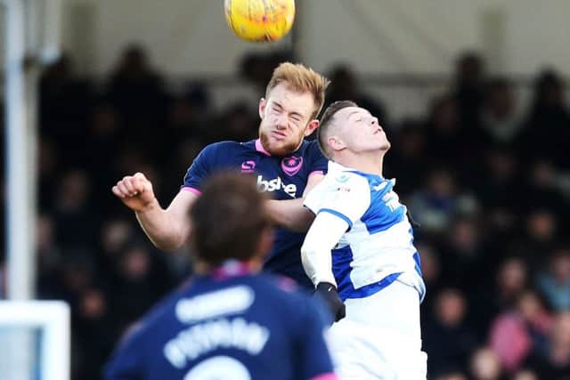 Pompey defender Matt Clarke in action during yesterday's defeat to Bristol Rovers Picture: Joe Pepler