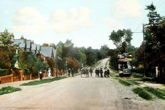 The Edwardian picture of London Road, Waterlooville, taken from near where the Sacred Heart Church is today.