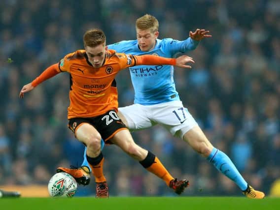 Pompey target Connor Ronan in action against Manchester City.