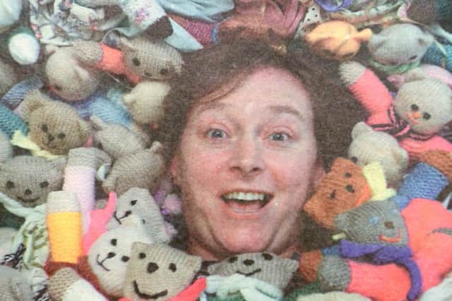 Julie Heather in among the bears for the Teddies for Tragedies appeal