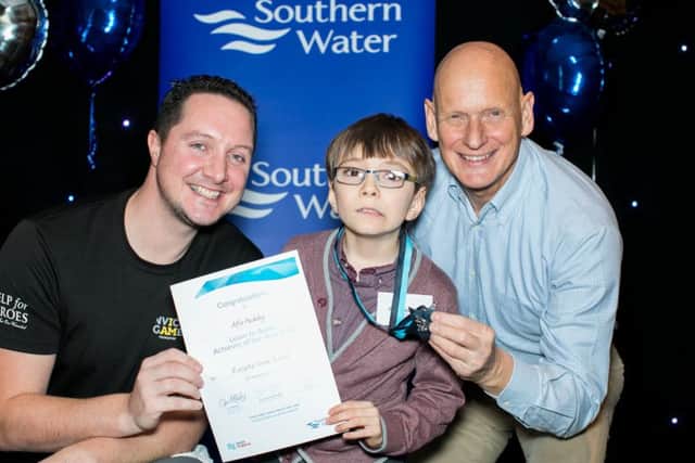 Alfie Pashley receives his award