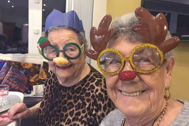 Freda Sheppard, 91, and Joan Forrest, 80, in the winning One Christmas Day picture taken by Tracey Forrest
