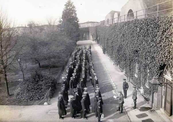 Troops being demobilised at Fort Brockhurst in 1919 after four years of war