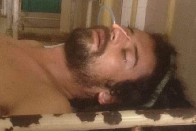 Jordan Webster in a hospital in India