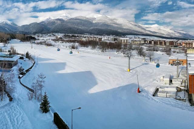 A panoramic view of the slopes.