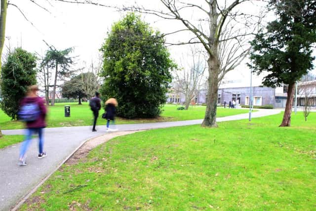 Students walk through Ravelin park, near the University of Portsmouth     Picture: Habibur Rahman