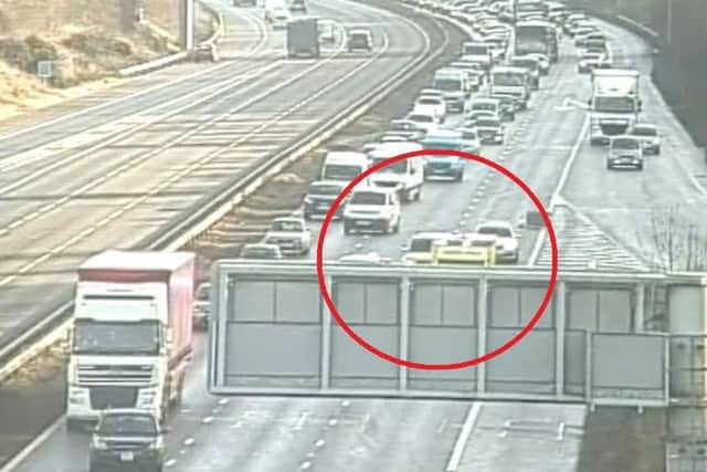 An ambulance at the scene. Picture: Highways England/ROMANSE