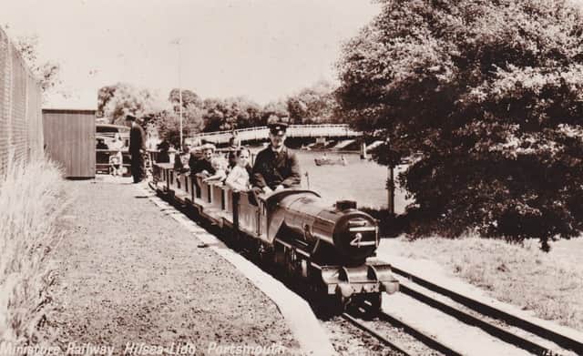 The Hilsea Lido miniature railway with the station hut on the left.