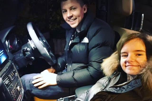 Ellie-May Sheridan with Professor Green in his car