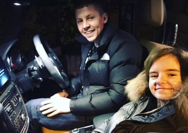 Ellie-May Sheridan with Professor Green in his car