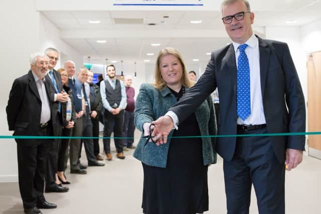 Councillor Donna Jones and Wightlink chief executive Keith Greenfield openWightlinks new customer building in Portsmouth. Picture: Robbie Khan
