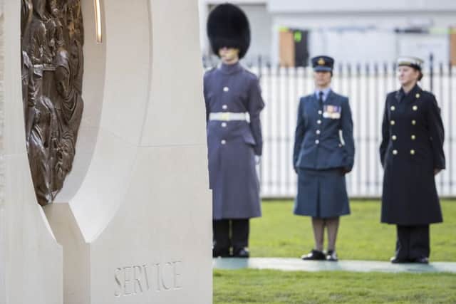 Harland Quarrington -  members of the armed forces look on during the Service of Dedication of The Iraq and Afghanistan Memorial