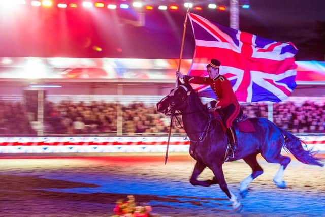 Sgt Rupert Frere - The King's Troop Royal Horse Artillery's 
heart-stopping Musical Drive, in the show's Castle Arena. Soldiers from the Household Cavalry Mounted Regiment and The King's Troop Royal Horse Artillery are thrilling audiences at the Royal Windsor Horse Show