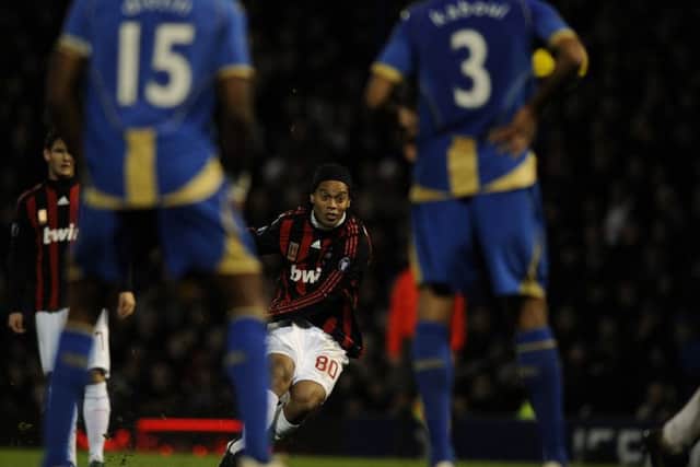AC Milan's Ronaldinho scored from a free-kick against Pompey in 2008